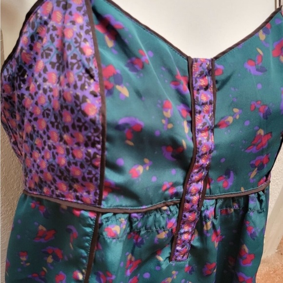 FLORAL EMERALD & PURPLE LIGHTWEIGHT FAIRYCORE DRESS WHIMSIGOTH - Picture 1 of 6